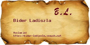 Bider Ladiszla névjegykártya